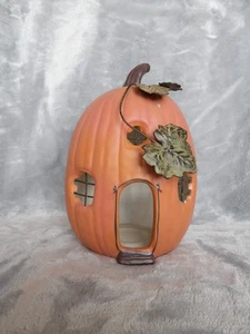 Vintage ceramic hallmark Pumpkin House, Fall, Halloween, tea candle holder - Picture 1 of 8