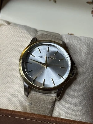 Reloj de cuarzo Lucky Brand para hombre esfera plateada Sunburst bisel dorado + caja nuevo Foto 1 de 4