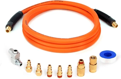 FYPOWER 3/8 Inch X 10 Ft Hybrid Whip Air Compressor Hose Kit 10 Pieces Lead in Air Ho...