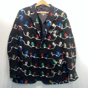 Tipsy Elves Men's Sequin Tangle Wrangler Blazer Black Size 46 Holiday Jacket - Picture 1 of 12