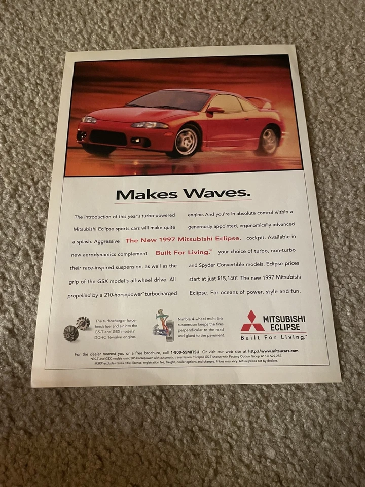 Coche MITSUBISHI ECLIPSE 1997 vintage estampado rojo años 90 "HACES OLAS" Foto 1 de 1