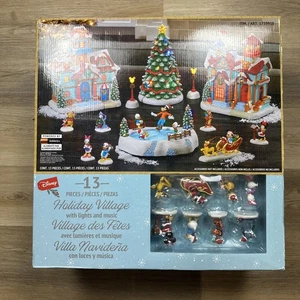NEW Disney Christmas Holiday Village 13 Piece Skating Rink Pooh Mickey Minnie - Picture 1 of 11