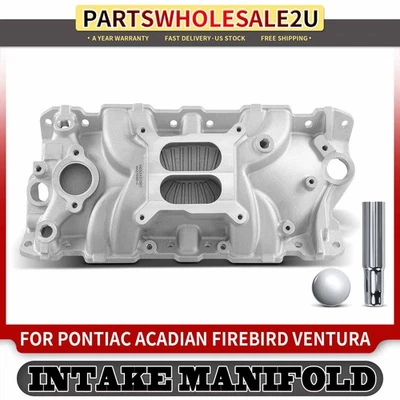 Colector de admisión de doble plano de aluminio para Pontiac de bloque pequeño con tubo de llenado de aceite Foto 1 de 4