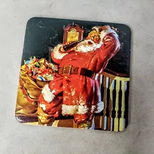 Coca-Cola Coke Drink Coaster Vintage Santa Bottle Holiday Christmas Decor - Picture 1 of 3