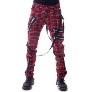Vixxsin Vincent Men's Black & Red Tartan Bondage Pants • Local Stock • Gothic - Picture 1 of 5