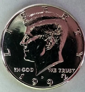 USA -1992-D-½ Dollar-Kennedy Half Dollar-Nickel Plated Copper-50C - Picture 1 of 10