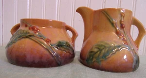 Roseville Pottery Wincraft Cream And Sugar Tan 1940s - Picture 1 of 8