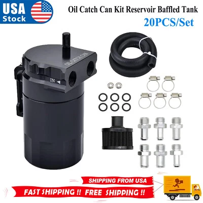 Kit de latas de captura de aceite depósito tanque deflector con filtro respirador aluminio universal Foto 1 de 4
