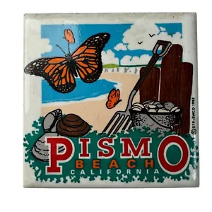 Pismo Beach, Ca Cerámica Imán Cuadrado California Mariposa Recuerdo Océano Mar - Imagen 1 de 3