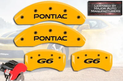 Juego de 4 cubiertas de pinza de disco de freno MGP amarillas delanteras + traseras 2005-2010 "Pontiac G6" Foto 1 de 4