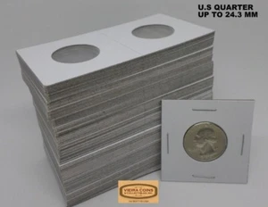100 2X2 QUARTER COIN HOLDER MYLAR FLIPS - UP TO 24.3 mm - HIGH QUALITY -#10,022 - Picture 1 of 2