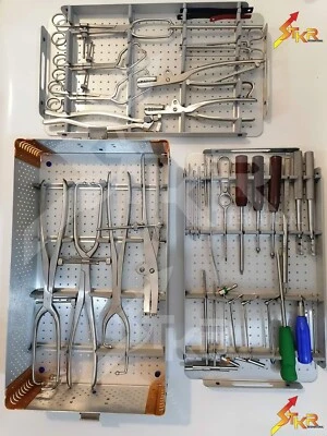 Placa óssea reconstrução pélvica caixa de esterilização cirúrgica ortopédica 33 peças - Imagem 1 de 4