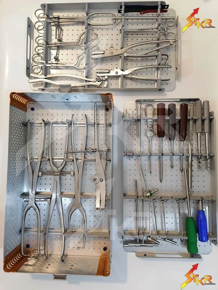 Caja de esterilización quirúrgica ortopédica placa ósea reconstrucción pélvica 33 piezas Foto 1 de 4