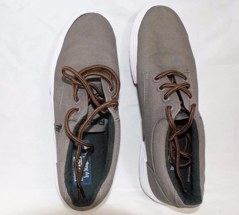 Polo Felton Por Ralph Lauren Para hombres Gris Oscuro 7 D Lona Barco Zapatos Borde Blanco Foto 1 de 1