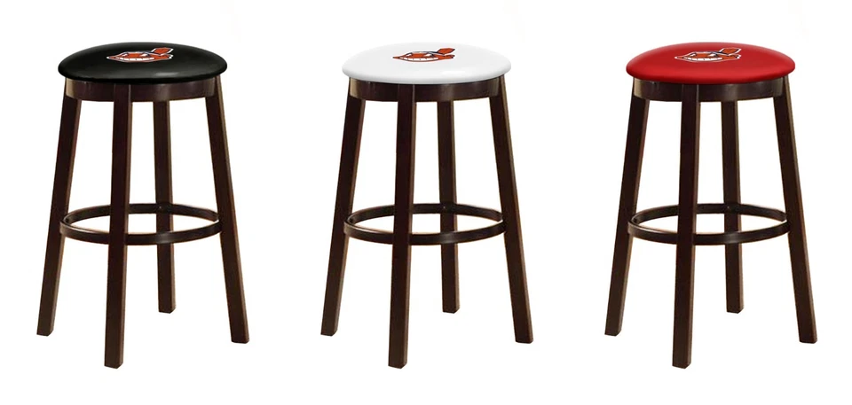 MLB Bar Stool 24" or 28" Espresso Wood w/Colored Vinyl Baseball Team Logo Swivel - Image 1 of 1