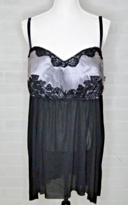 Camisón Lencería Cacique Seriously Sexy Dos Piezas Negro y Gris Talla 22/24 Nuevo con Etiquetas Foto 1 de 4