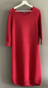 French Connection Red Waffle Knit Cotton Midi Jumper Dress Size S