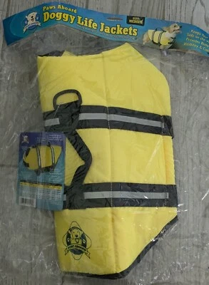 PAWS ABOARD DOG LIFE JACKET SIZE Medium NEON YELLOW w/ADJUSTABLE STRAPS BOATING - Image 1 of 4