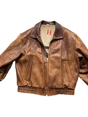 复古 CHIA 军用皮革飞行轰炸机夹克男式 L 码 42,🇺🇸 罕见 — 第 1/4 张图片