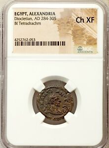 Diocletian Egypt 284-305 AD Roman Alexandria BI Tetradrachm NGC Ch XF