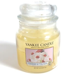Yankee Candle raro difícil de encontrar crema de mantequilla de fresa mediana tarro de 14,5 oz - Imagen 1 de 10