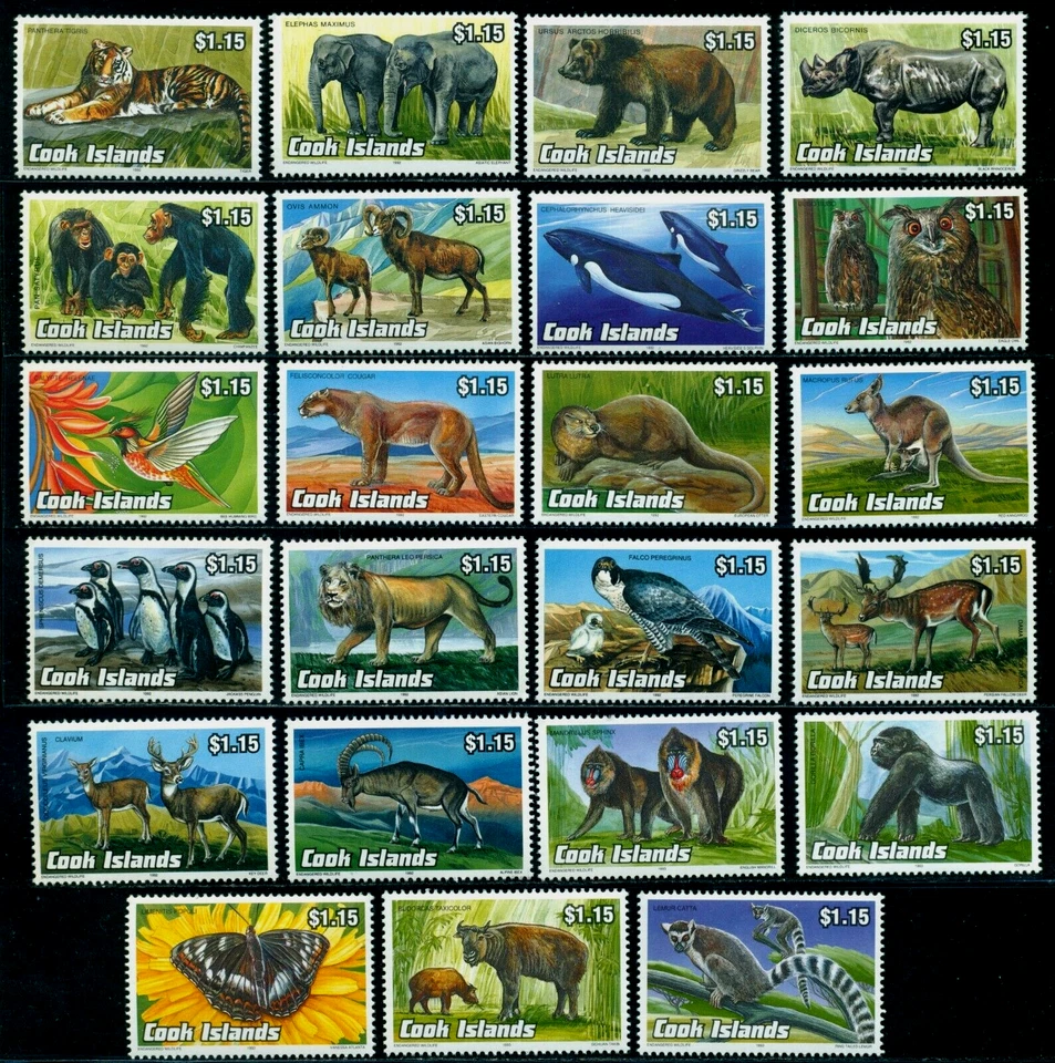 Cook Islands 1992 Red kangaroo,penguin,Persian deer,Butterfly,Takin,Mi.1341,MNH - Image 1 of 1