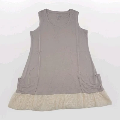 Vestido sin mangas LOGO Lori Goldstein A254033 XS manzanilla encaje dobladillo bolsillos tejidos Foto 1 de 4