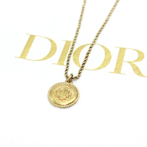 Collana con monete emblema Christian Dior originale placcata oro 40 cm