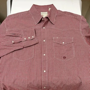 Camisa de manga larga a presión Roper Western roja gingham perla talla grande para hombre”  - Imagen 1 de 8