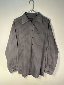 Kenneth Cole Reaction Dress Shirt Men's 16.5 34-35 Long Sleeve Gray Striped - Picture 1 of 8