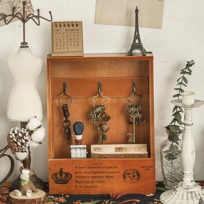 Wall Key Hanger with 3 Hooks Organizer Hanging Rustic Sturdy Decorative Wall - Image 1 of 4