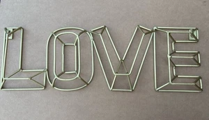 Gold Love Wall Decor 3D Wire Decor / Hanging  - 16” X 5.5” - Picture 1 of 2