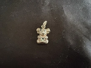 CHARM / PENDANT: KOALA BEAR WITH JEWELS IN EYES AND BELLY STERLING SILVER 925 - Picture 1 of 7