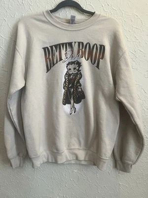 Sudadera Vintage Años 90 Betty Boop Gráfica Cuello Redondo Talla Med Colores Neutros Rara Foto 1 de 4