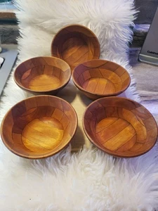 Ensaladeras de madera de teca MCM vintage. Juego de 5 cocinas.   Excelente estado  - Imagen 1 de 8