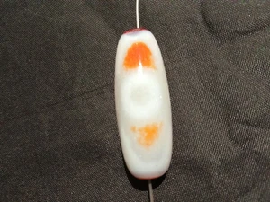 Special Rare Tibetan White Natural Agate Dzi *3Eyed* Bead QQ042 - Picture 1 of 7