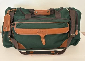 Vintage L.L. LL Bean Freeport Maine Duffle Bag Green Canvas Leather Luggage - Picture 1 of 24