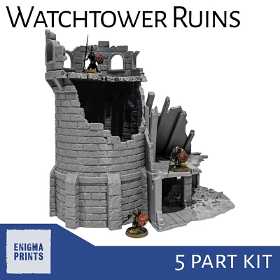 ENIGMA PRINTS Watchtower Ruins - 28mm 3D Printed Fantasy Terrain for Tabletop Wargaming