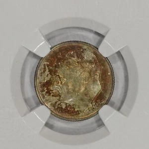 1954-D 10c Silver Roosevelt Dime NGC MS66 Colorful Toning - Picture 1 of 4
