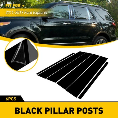 Set of 6 Door Pillar Post Trim for Ford Explorer 2011-2019 Black Exterior Cover Foto 1 de 4