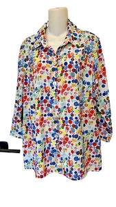 Camicia John Mark donna Artsy stravagante con bottoni a pois colorata taglia L - Foto 1 di 3