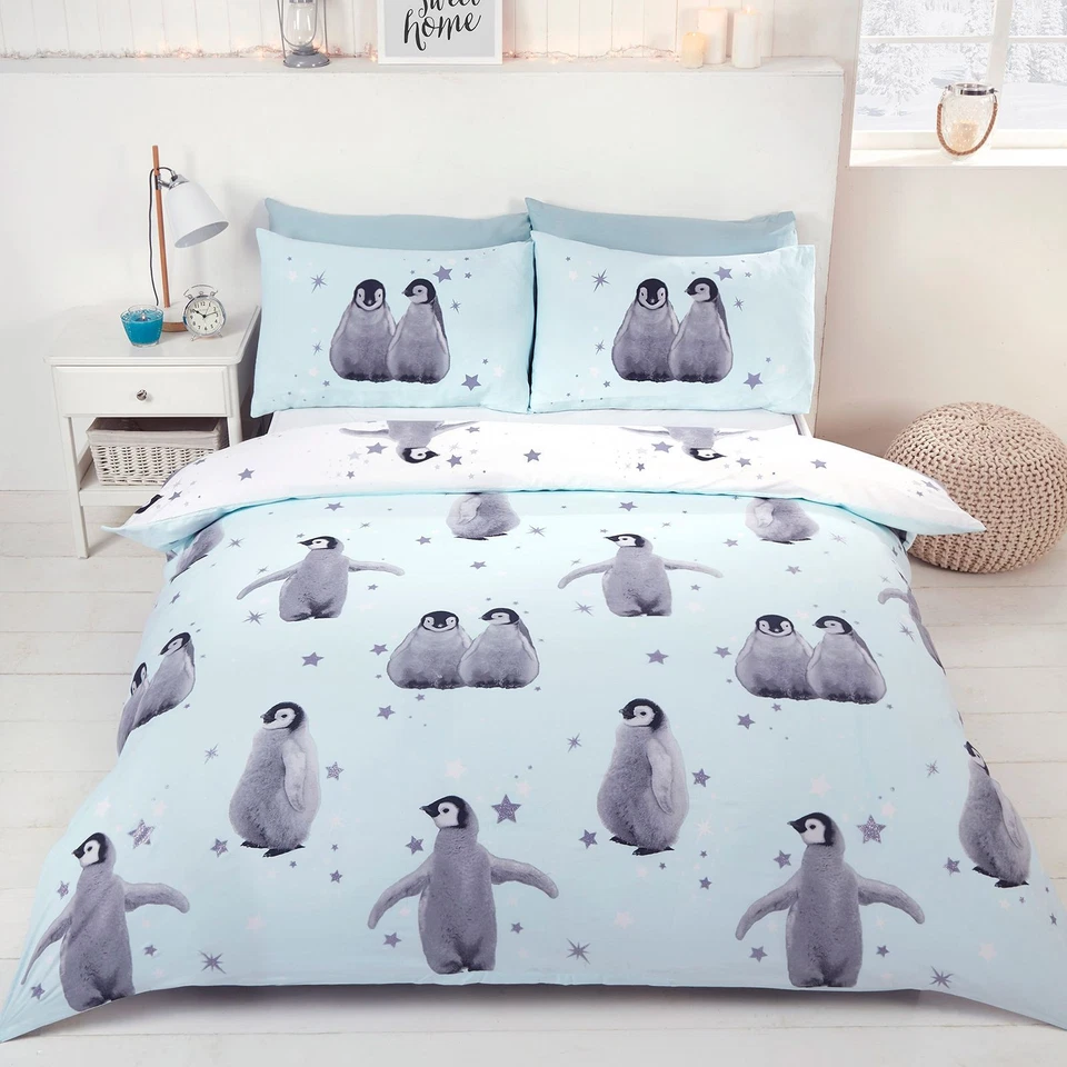 (Ice Double) - Rapport Starry Penguins Duvet Set Double-Ice Polyester-Cotton