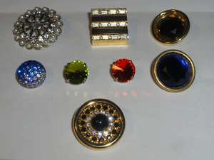8 BOTTONI GIOIELLO STRASS CRISTALLI RECUPERATI SARTORIA ANNI 80 NUOVI - Foto 1 di 3