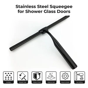 Limpieza de ventanas de escobilla de acero inoxidable de 10" para cristal de ducha, espejo y coche - Imagen 1 de 20