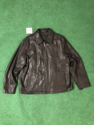 Chaqueta de cuero Brandini para hombre XXL negro cuero suave cremallera completa abrigo de motocicleta Foto 1 de 4