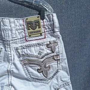 NWOT Rock Revival Classic Cargo Shorts Mens Tag 32 Mes 36 Factory Sample White - Picture 1 of 15