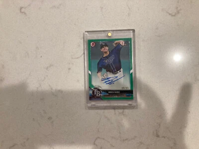 2018 BOWMAN BROCK BURKE Green /99 AUTO Autograph Card Tampa Bay RAYS - Image 1 of 4