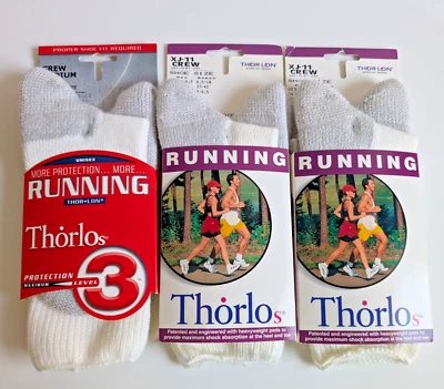 Vintage Thorlo Calcetines para Correr Crew XJ-11 Unisex Mujer 6.5-10 Vintage Lote 3 Nuevos con Etiquetas Foto 1 de 4
