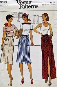 UNCUT Vintage 70er Jahre Vogue voller oder knielanger Rock + Gürtel Muster 9466 ~ Taille 26,5" - Bild 1 von 3