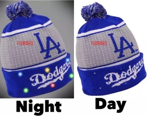 Los Angeles Dodgers MLB Light Up Printed Pom Beanie- New - Picture 1 of 8